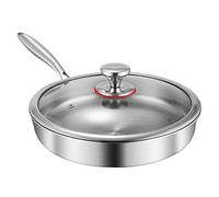 Générique Nonstick Titanium Alloy Frying Pan With Lid | Stainless Steel & Titanium, 2025 Upgrade | Scratch Resistant, No Coating Cookware | Durable Skillet For Cooking