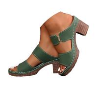 Générique Nudo piedi da donna spessi sandali da spiaggia alti alla moda e casual tinta unita per esterni sandali camminare a lungo senza fatica Sandalo donna città, verde, 36 EU Large