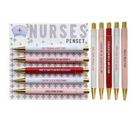 Générique Nursing Pens Nurses, 5 x Black Ink Ballpoint Pens, 5,51 x 1,97 in Portatile Vibranti Design, Smooth Writing Authentic, Retractable Nurse Pen for Doctors, Medical Assistants
