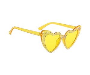 Générique Occhiali da sole Amore,Occhiali da sole Cuore Strass - Occhiali d'amore trasparenti,Occhiali da sole retrò alla per un uso quotidiano, festa della mamma, Natale, giallo, Se