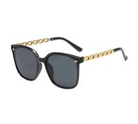 Générique Occhiali da sole da donna, con montatura in metallo confortevole per donna, modello leggero anti-UV, per spiaggia, guida, festival e, stile alla, in Oro Nero Piece Grigio