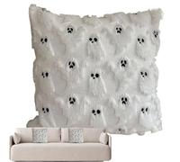 Générique Orange Halloween Pillow Cases | Ghost Decorations Cushion Cover | Elegant Invisible Zipper, Soft Linen Fall Decor 3D Embroidery forThanks Giving Indoor Bedroom Couch Bed Dorm Harves