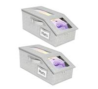 Générique Organizzatore di berretti, scatola di immagazzinaggio impilabile per berretti, 2 pezzi supporti antipolvere con finestra trasparente | per, adulti, dormitorio, ufficio, armadio