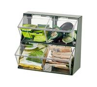 Générique Organizzatore di bustine di tè, Scaffale impilabile a 2 livelli per bustine di tè con coperchio trasparente, mensola per armadio, bancone, caffetteria, casa, bancone e casa, ripostiglio