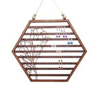 Générique Organizzatore orecchini in legno da parete - Supporto gioielli appeso | Esagono Luna montato espositore decorativo regalo per donne ragazze camera da letto armadio