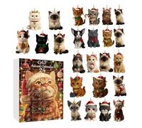 Générique Ornamento del conto alla rovescia di Natale, calendario di 24 giorni con tema gatto 2D, giocattoli portachiavi decorativi riutilizzabili, idea regalo creativa, per la classe