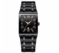 Générique Orologi quadrati per uomini e donne in acciaio inossidabile orologio quadrato da uomo con data analogico al quarzo moda business orologio da polso casual cartone arbitro calcio, e, misura