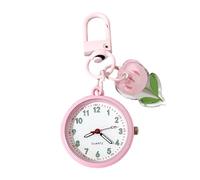 Générique Orologio da tasca da donna, alla moda, luminoso, portatile, mini orologio da polso, 3 x 6,5 cm, orologio con ciondolo, accessorio elegante per ragazze e per mano a schiena, maggio, rosa, Se