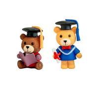 Générique orso laureato - 2 pezzi - Statuetta animale con cappello da diplomato, statuetta orso, per studenti silo liceo, università, festa, scaffale comodino
