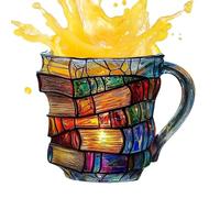 Générique Painted Book Mug - Novelty Books Stack | Hand Painted Shaped Coffee Cups | Colorful Resin Books Stack Coffee Cup | Collection for Literature, Librarians, Book Lovers