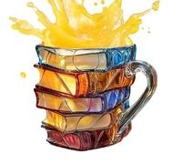Générique Painted Book Mug - Novelty Books Stack | Hand Painted Shaped Coffee Cups | Colorful Resin Books Stack Coffee Cup | Collection for Literature, Librarians, Book Lovers