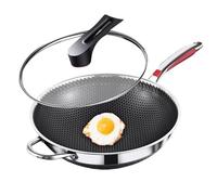 Générique Pan Da Friggere Senza Bastone Portatile | Utensili Da Cucina Leggero Con Coperchio | Durevole Resistente A Per Cucinare Uova Zuppe Pancakes In Cucina