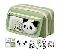 Générique Panda Pencil Case - 13 cm Cute Pencil Case for School & Office | Ampia capacità con cerniera lampo | Durevole Oxford Fabric Pouch for Pens, Markers & Accessories, multicolore, Green, Fare