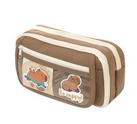 Générique Panda Pencil Case, Large Capacity Stationery Pen Storage Pouch, 8,66 x 5,12 pollici Portable Zipper Pencil Organizer Box with Compartments for Pencils, Pens, and Erasers, caffè, Se référer
