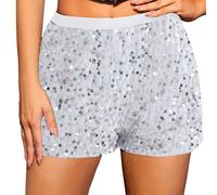 Générique Pantaloncini aderenti con paillettes da donna, pantaloni a vita media, pantaloni avvolti nei fianchi aderenti ai pantaloni frizzanti, pantaloni lucidi, pantaloni corti mini lustrini da donna