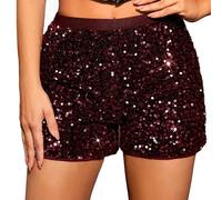 Générique Pantaloncini aderenti con paillettes da donna, pantaloni a vita media, pantaloni avvolti nei fianchi aderenti ai pantaloni frizzanti, pantaloni lucidi, pantaloni corti mini lustrini da donna