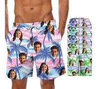 Générique Pantaloncini Da Spiaggia Personalizzati Viso, Pantaloncini Da Spiaggia Lungo Personalizzato, Costume Da Bagno Personalizzabile Foto Drole Boardshort Asciugatura Rapida, Costume Da Bagno Uomo