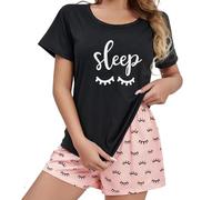 Générique Pantaloncini stampati a maniche corte, Pigiama in seta morbida al latte, comodo indumento interno., Le Noir, M