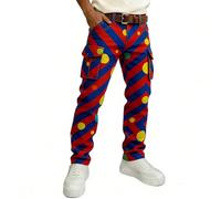 Générique Pantaloni Cargo a bolle e strisce per Karneval Köln, stile divertente, dinamico e confortevole, calze casual per feste, carnevale, eventi festivi e serali, Rosso mattone78, S