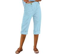 Générique Pantaloni casual da donna eleganti per abbigliamento quotidiano estivo, leggeri e comodi in lunghezza sette ottavi, Bu1, XXL