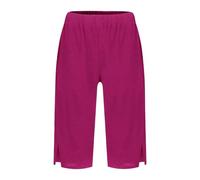 Générique Pantaloni da donna in cotone lino - pantaloni fluidi da donna estivi chic casual corsaro con due tasche corte tinta unita pantaloni aderenti con spacco laterale pantaloni traspiranti, rosso