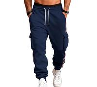 Générique Pantaloni da jogging da uomo in pile pantaloni tuta da uomo inverno calze da jogging Cargo felpe in vita elastica con coulisse e tasche casual, Marina, L