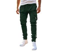 Générique Pantaloni da jogging da uomo, taglio dritto affusolato, con cerniera, comode tasche, casual, casual, per la notte, con riflessioni, ideale per avventure in montagna, verde, XXL