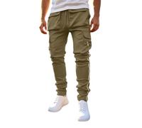 Générique Pantaloni da jogging da uomo, taglio dritto affusolato, con cerniera, comode tasche, casual, casual, per la notte, con riflessioni, ideale per avventure in montagna, cachi., XL