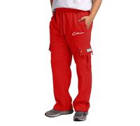 Générique Pantaloni da Tuta da Uomo Cargo Baggy in Pile Pantaloni da Jogging Ampi Caldi Casual Sportswear Lavoro Activewear, 04-rosso, 4XL