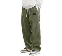 Générique Pantaloni in Velluto a Costine da Uomo Tinta Unita Pantaloni Baggy con Cordoncino Gambe Larghe Casual Casual Casual Jogging Urbano per Il Tempo Libero, verde, 3XL