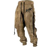 Générique Pantaloni Uomo Mitologia Nordica Vintage 3D Pirata Pantaloni Medievale Stile Punk Gotico Pantaloni Harem Baggy Pantaloni Pump Retro Pantaloni Samurai Kimono Giapponese Confortevole, Kaki-2