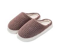 Générique Pantofole da donna, invernali, calde, da donna, ultra comode, tinta unita, in cotone e lino, morbide, scarpe piatte per donne, casual, pantofole per la casa, per le donne, marrone, 44 EU