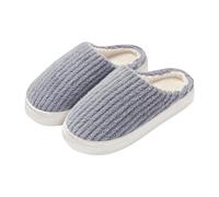 Générique Pantofole da donna, invernali, calde, da donna, ultra comode, tinta unita, in cotone e lino, morbide, scarpe piatte per donne, casual, pantofole per la casa, per le donne, grigio, 40 EU