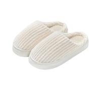 Générique Pantofole da donna, invernali, calde, da donna, ultra comode, tinta unita, in cotone e lino, morbide, scarpe piatte per donne, casual, pantofole per la casa, per le donne, bianco, 40 EU