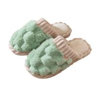 Générique Pantofole in finta pelliccia colorblock scarpe calde e casual antiscivolo foderate in peluche pantofole interne comode, verde, 39 EU