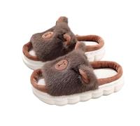 Générique Pantofole per ragazze, morbide e aperte, comode, traspiranti, in lino, per la casa, per bambini e bambini e bambine, colore: verde, marrone, 33.5 EU