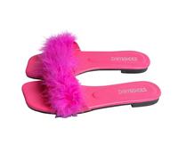 Générique Pantofole piatte da donna in pelliccia morbida crociata, comode ciacche, da donna, alla moda, antiscivolo, pantofole da nuvola leggere, sandali per la casa e il giardino, rosa acceso, 36 EU