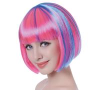 Generique - Parrucca Corta Fucsia con meches Blu Donna