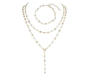 Générique Parure collana e braccialetto, cuore traforato dorato a quadri, set di collane lunghe dorate, ideale per feste, matrimoni,