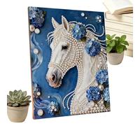 Générique Pearl Beaded Painting Set, 3d Horse Art Kit, Decorative Dot Canvas with Sturdy Costrution, Craft Accessory, Beading Kit with Elegant Design, Authentic Project for Valentine and Bookcase