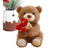 Générique Peluche - Peluche | Cuscino morbido che tiene | Peluche Orso San | Orso in Peluche con rosa per regalo romantico, decorazione per la casa e la compagnia