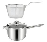 Générique Pentola per friggere, con coperchio e cestello | Accessorio da cucina per friggere, ideale per cucine elettriche e ceramiche, patatine fritte, pesce, zuppa, casa e