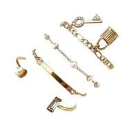 Générique Per Argento Coppia Cerchio Acciaio Anelli Lega Cuore Knot Bracciale Set Creativo Peach Geometric Bracciale 4 Piece Set Naturale Bracciale Anelli, A, alluminio alloy, Senza Gemme