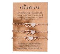 Générique Per Bracciale Per Rose Anelli Anelli Di 3 Ring 3 Sister Connected By Heart Abbinamento Bracciali Per Sorelle Donne Per In 2 Gioielli Donne Anelli, Taglia unica, Metallo, Nessuna pietra