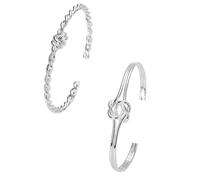 Générique Per Bracciale Per Rose Anelli Cuff Bracciale Adjustable Jewelry Open Bangles Cuff Jewelry For Women Mom Wife Mothers Day Valentine Mm Charms Argento Perline Anelli, One Size*1+One Size*1