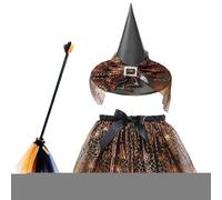 Générique per costume da Halloween | Kit di per per bambini con scopa e gonna, vestito cosplay elastico kit per feste travestite per fotografie, tema mascherata