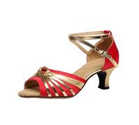 Générique Per donna Scarpe a Tacchi Alti da Danza Latina Sandali Punta Aperta Moderna Salsa Scarpa da Danza per Tango/Jazz/Latino/National Mark/Rumba/Cha Cha/Serata, rosso, 37 EU
