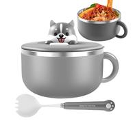 Générique per noodle in acciaio inossidabile da 1200 ml, per zuppa | Istantaneo resistente al calore | B0L Pranzo Portatile in Acciaio Inossidabile con Coperchi Forchetta per Zuppa Nudo