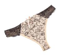 Générique Perizoma da donna a vita bassa in pizzo stampato, design sexy e stimolante, confortevole e aderente, perfetto per i momenti intimi, mutandine, beige, M