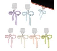 Générique Phone Dust Plug - 6 pezzi Plug Cover Bow Charging Port Protector, zinco lega protettiva per cellulare Charm, Tiny Phone Decor for Women and Men, 1,5 x 0,79 pollici